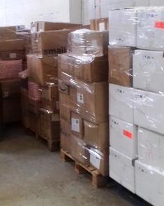 Goods awaiting transport Boxes in warehouse